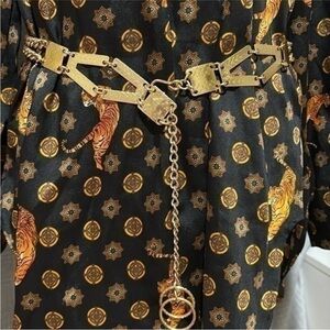 Elegant Gold Chain Belt with Tiger Accents